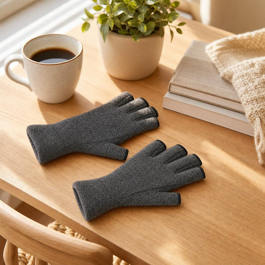 Copper Arthritis Gloves Compression - Carpal Tunnel Rheumatoid Joint Pain Relief Fingerless Hand Wrist Support Women Men