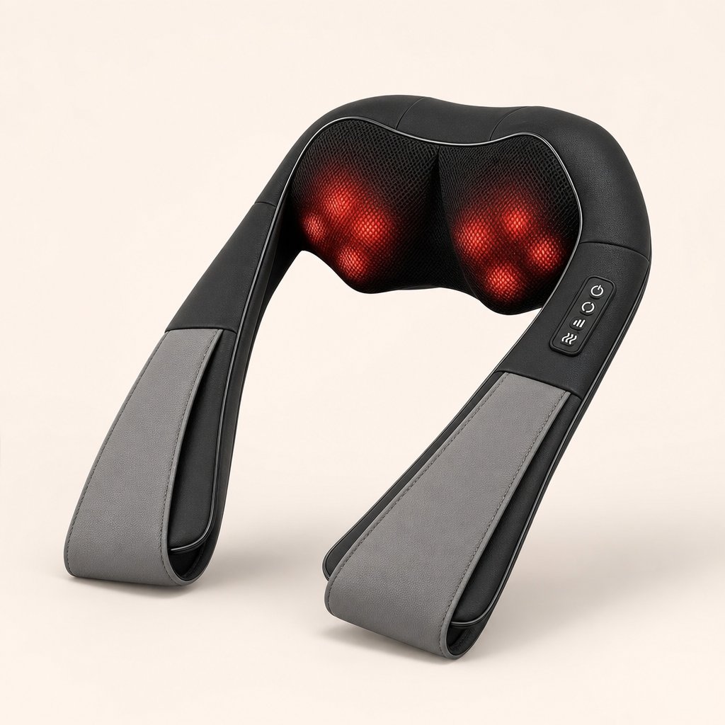 Shiatsu Neck Shoulder Massager with Heat - 4D Kneading Deep Tissue Electric Massage Pillow Back Waist Leg Pain Relief