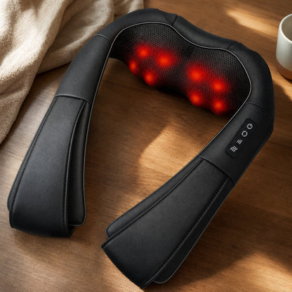 Shiatsu Neck Shoulder Massager with Heat - 4D Kneading Deep Tissue Electric Massage Pillow Back Waist Leg Pain Relief