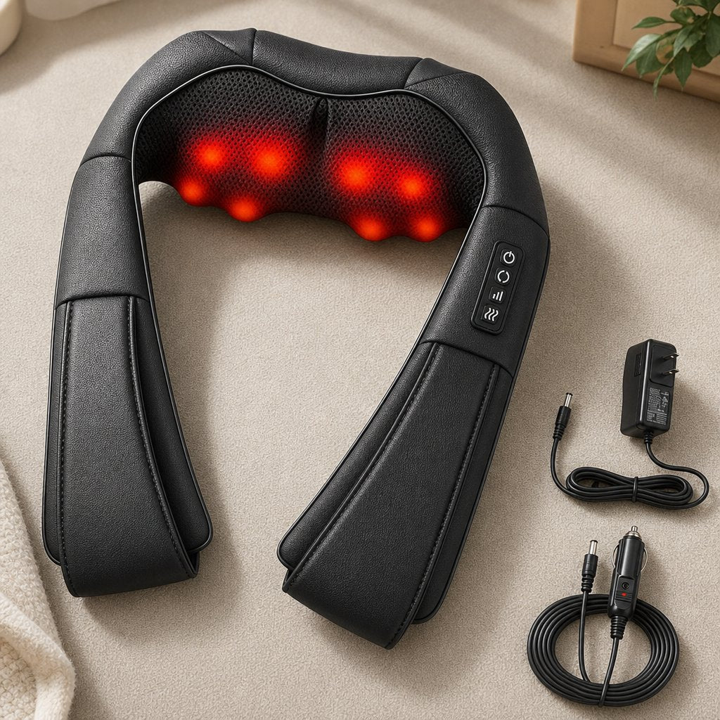 Shiatsu Neck Shoulder Massager with Heat - 4D Kneading Deep Tissue Electric Massage Pillow Back Waist Leg Pain Relief