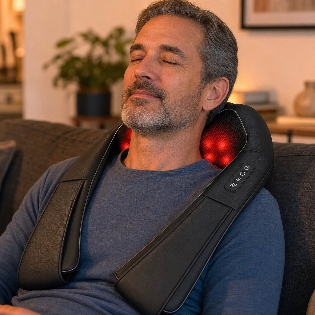 Shiatsu Neck Shoulder Massager with Heat - 4D Kneading Deep Tissue Electric Massage Pillow Back Waist Leg Pain Relief