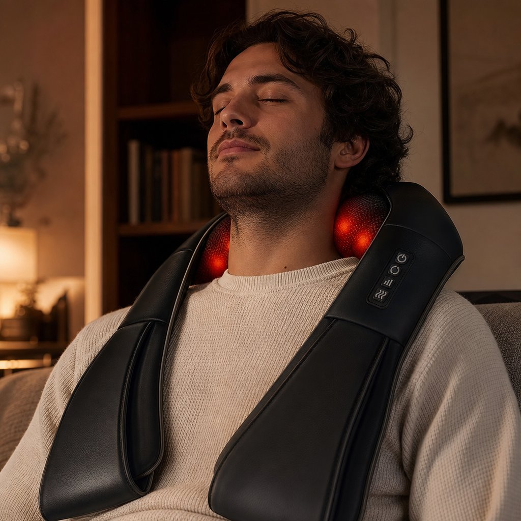 Shiatsu Neck Shoulder Massager with Heat - 4D Kneading Deep Tissue Electric Massage Pillow Back Waist Leg Pain Relief