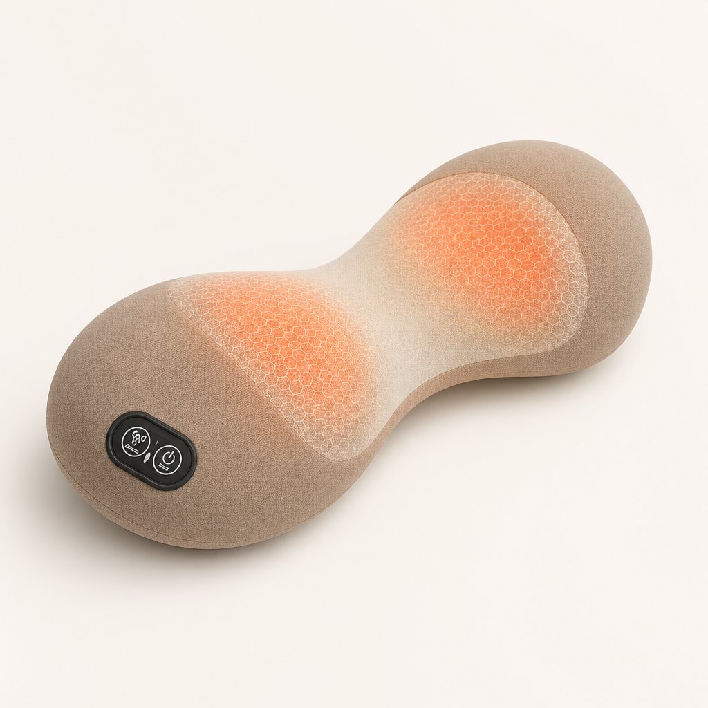 Back Massager with Heat Lumbar Support - Electric Vibration Traction Lumbar Pillow Deep Tissue Relaxation Spine Decompression
