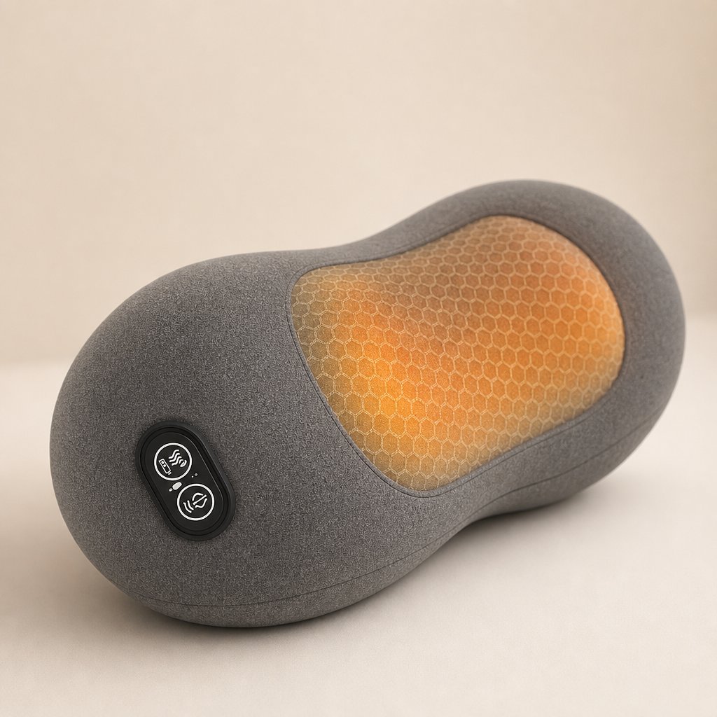 Back Massager with Heat Lumbar Support - Electric Vibration Traction Lumbar Pillow Deep Tissue Relaxation Spine Decompression