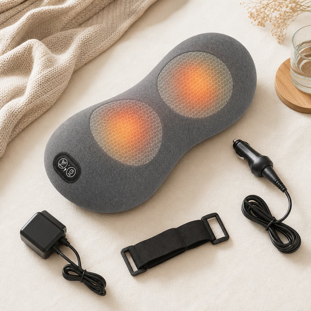Back Massager with Heat Lumbar Support - Electric Vibration Traction Lumbar Pillow Deep Tissue Relaxation Spine Decompression