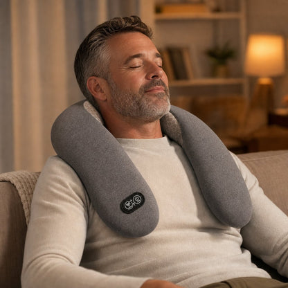 Back Massager with Heat Lumbar Support - Electric Vibration Traction Lumbar Pillow Deep Tissue Relaxation Spine Decompression