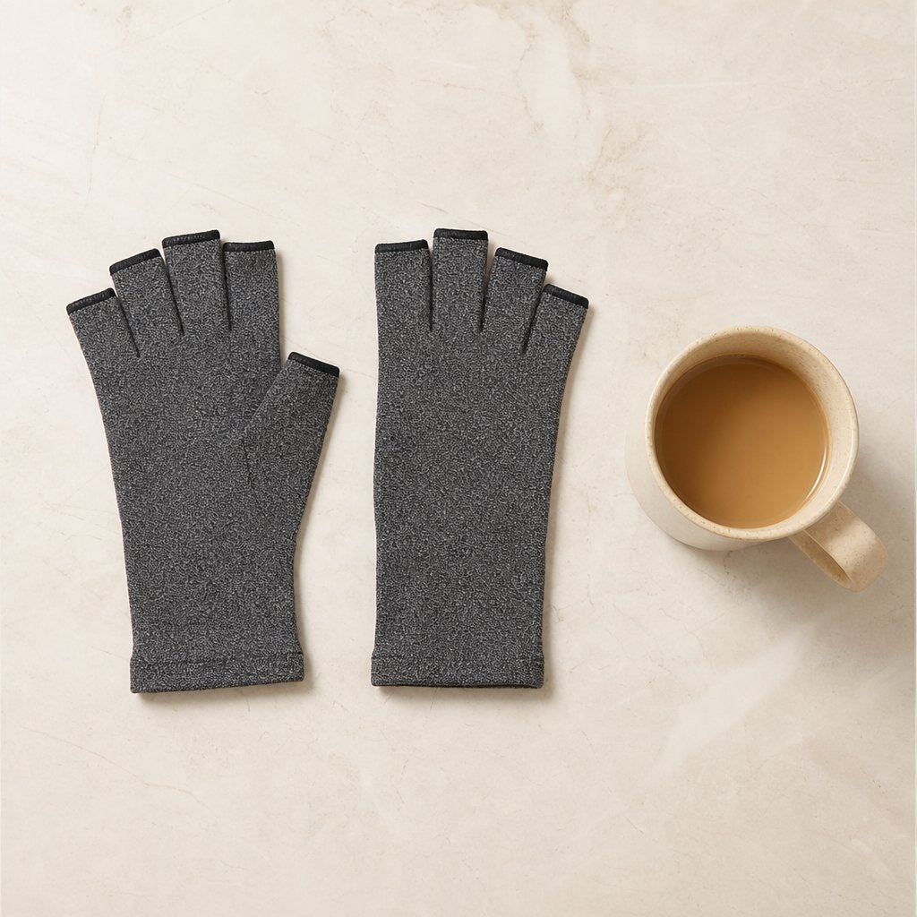 Copper Arthritis Gloves Compression - Carpal Tunnel Rheumatoid Joint Pain Relief Fingerless Hand Wrist Support Women Men