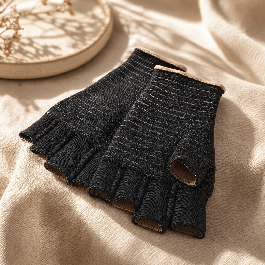 Copper Fingerless Arthritis Gloves Typing - Carpal Tunnel Tendonitis Joint Pain Relief Hand Wrist Computer Work Support