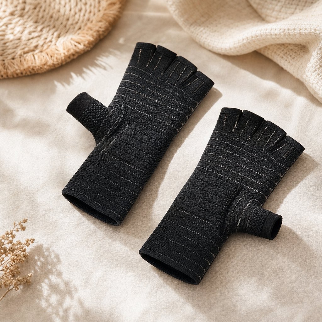 Copper Fingerless Arthritis Gloves Typing - Carpal Tunnel Tendonitis Joint Pain Relief Hand Wrist Computer Work Support