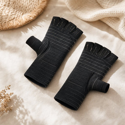 Copper Fingerless Arthritis Gloves Typing - Carpal Tunnel Tendonitis Joint Pain Relief Hand Wrist Computer Work Support