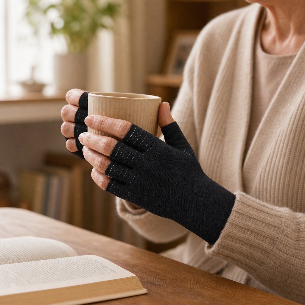 Copper Fingerless Arthritis Gloves Typing - Carpal Tunnel Tendonitis Joint Pain Relief Hand Wrist Computer Work Support