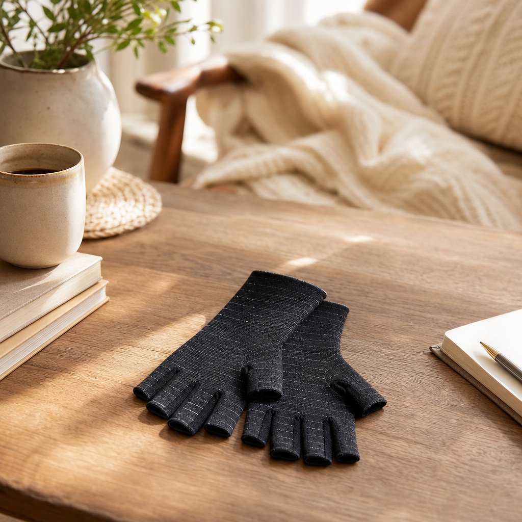 Copper Fingerless Arthritis Gloves Typing - Carpal Tunnel Tendonitis Joint Pain Relief Hand Wrist Computer Work Support