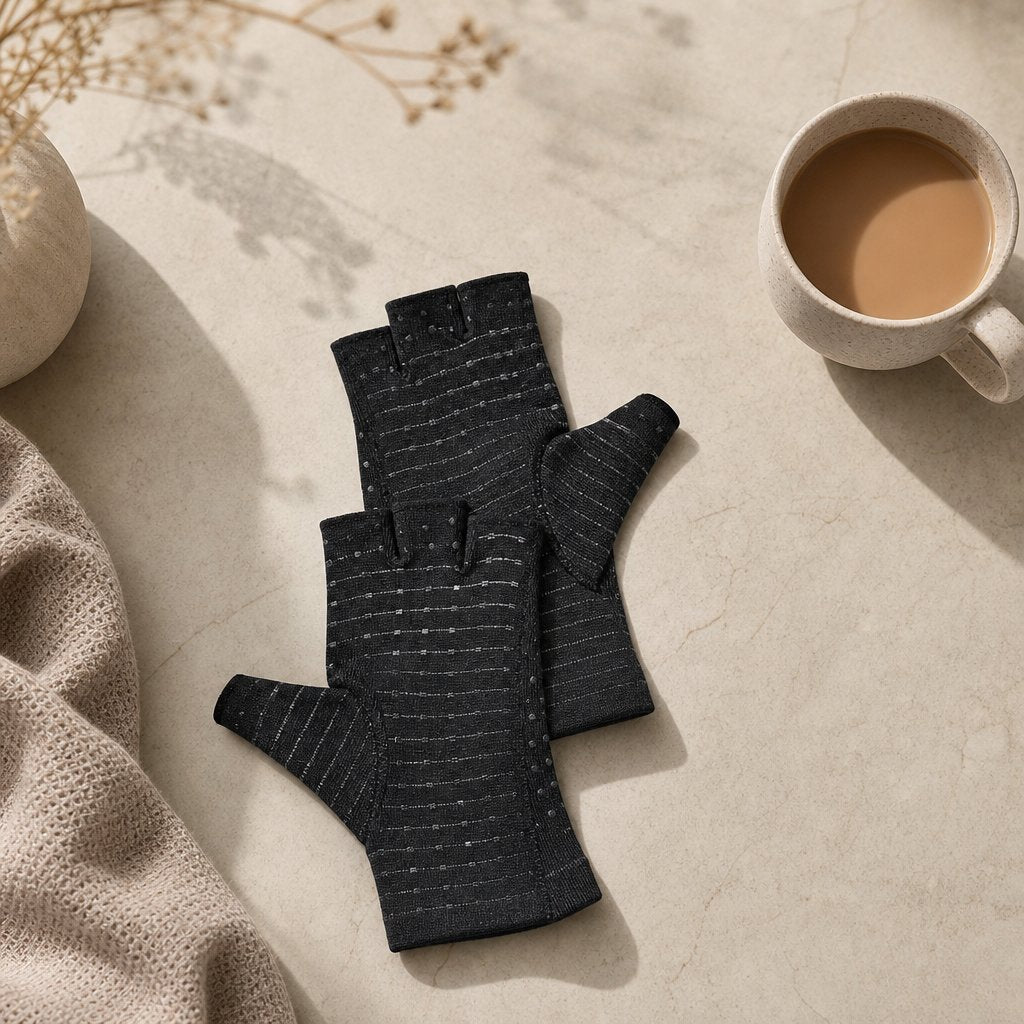 Copper Fingerless Arthritis Gloves Typing - Carpal Tunnel Tendonitis Joint Pain Relief Hand Wrist Computer Work Support