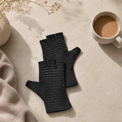 Copper Fingerless Arthritis Gloves Typing - Carpal Tunnel Tendonitis Joint Pain Relief Hand Wrist Computer Work Support