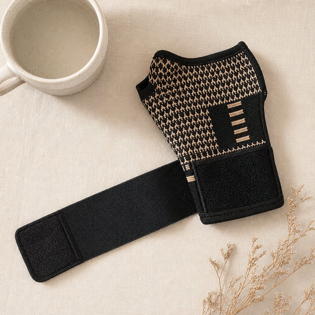 Copper Fiber Compression Glove Wrist Guard - Arthritis Joint Pain Relief Sports Fitness Palm Brace Elastic Wristband