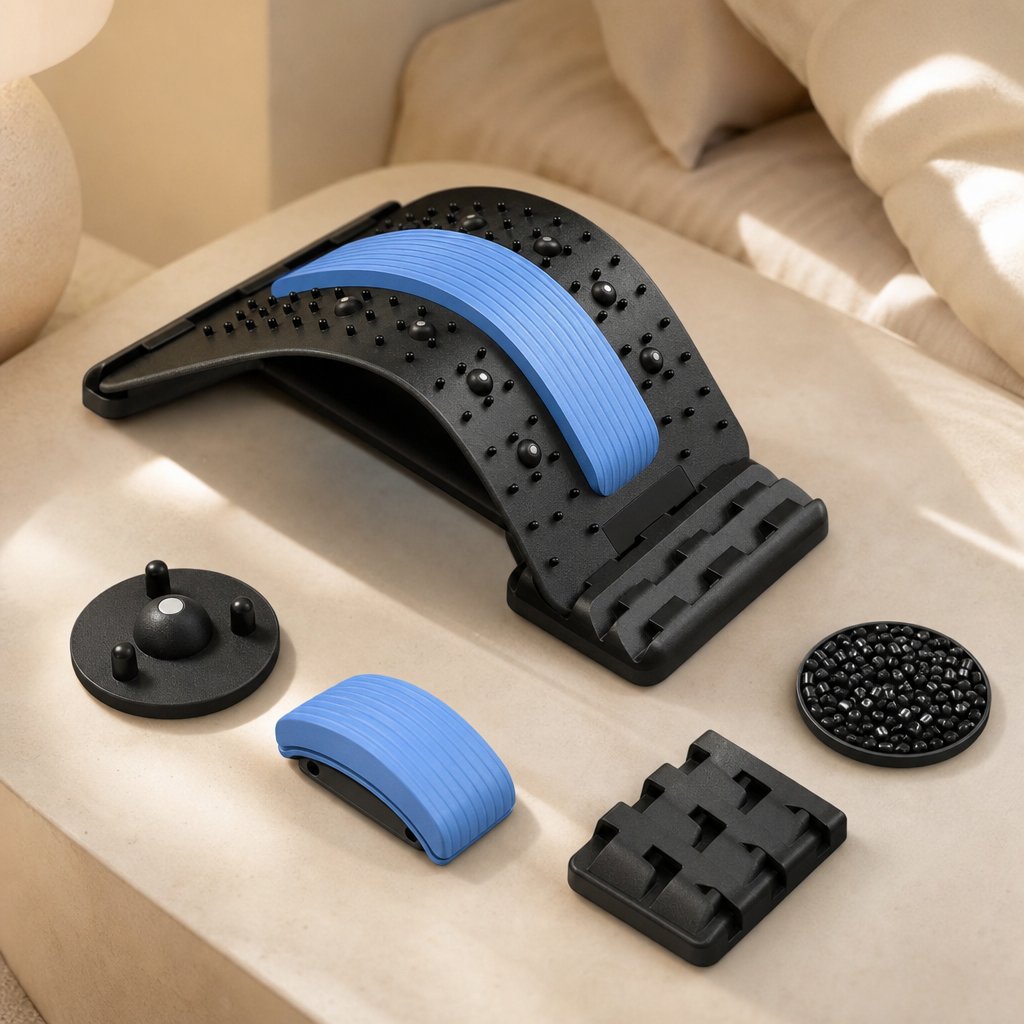 Back Stretcher Lumbar Traction Device - Multi-Level Spine Decompressor Posture Corrector Lower Back Pain Relief Massager