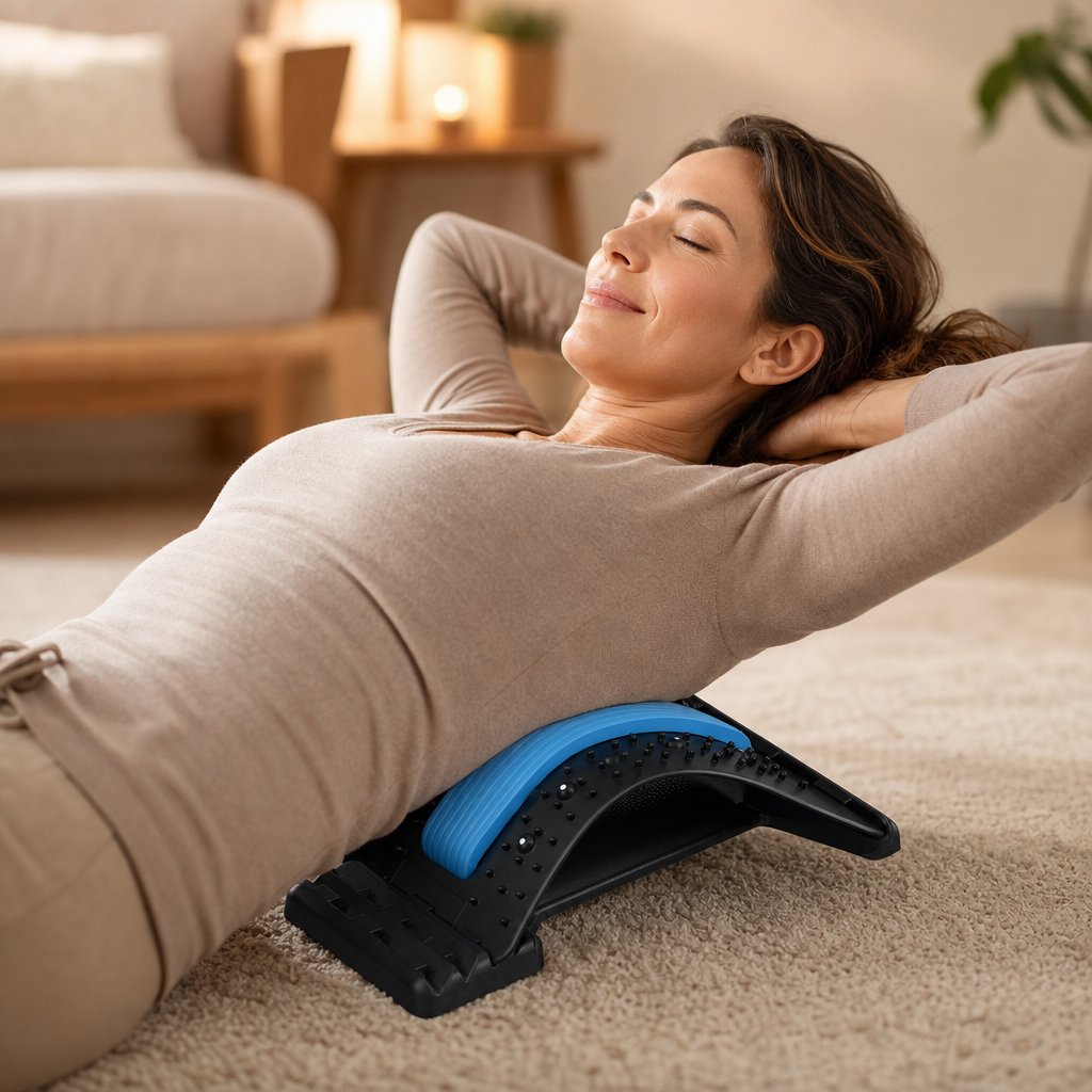 Back Stretcher Lumbar Traction Device - Multi-Level Spine Decompressor Posture Corrector Lower Back Pain Relief Massager