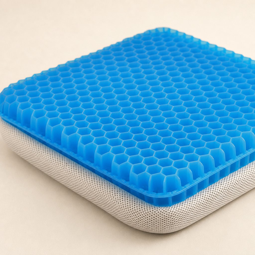 Gel Seat Cushion Honeycomb Office Chair - Breathable Pressure Relief Coccyx Tailbone Pain Wheelchair Car Non-Slip