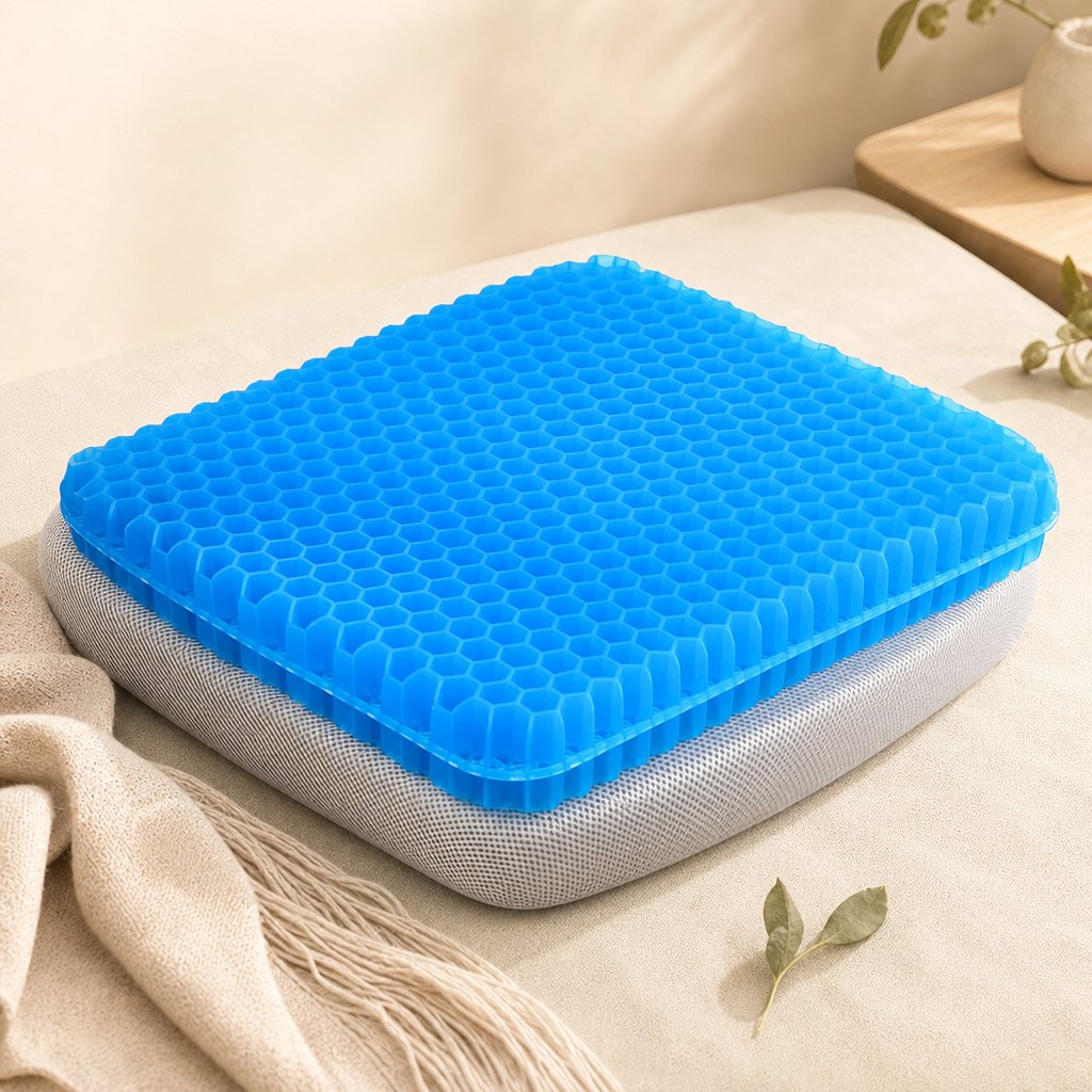 Gel Seat Cushion Honeycomb Office Chair - Breathable Pressure Relief Coccyx Tailbone Pain Wheelchair Car Non-Slip