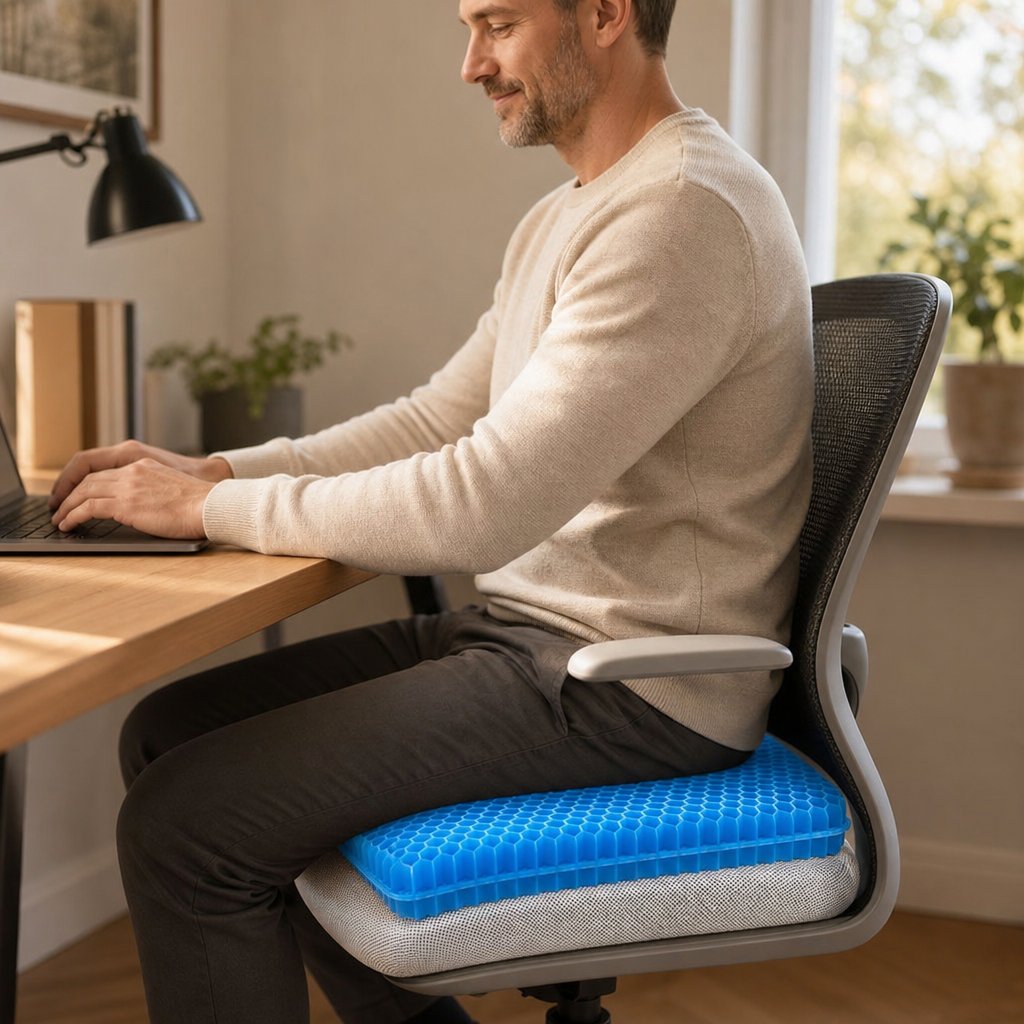 Gel Seat Cushion Honeycomb Office Chair - Breathable Pressure Relief Coccyx Tailbone Pain Wheelchair Car Non-Slip