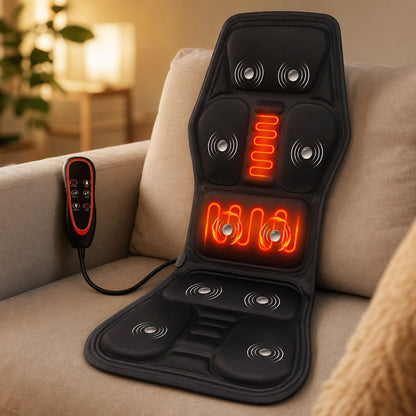Shiatsu Seat Massager with Heat - Back Waist Shoulder Vibration Massage Mat Chair Sofa Car Office Lumbar Pain Relief