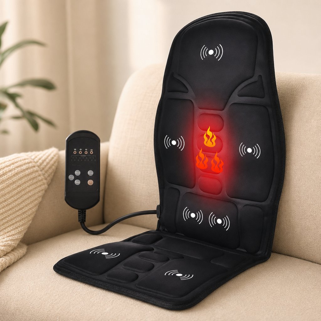 Massage Chair Pad Electric Heating - Vibrating Cervical Neck Back Cushion Car Home Lumbar Kneading Full Body Massager