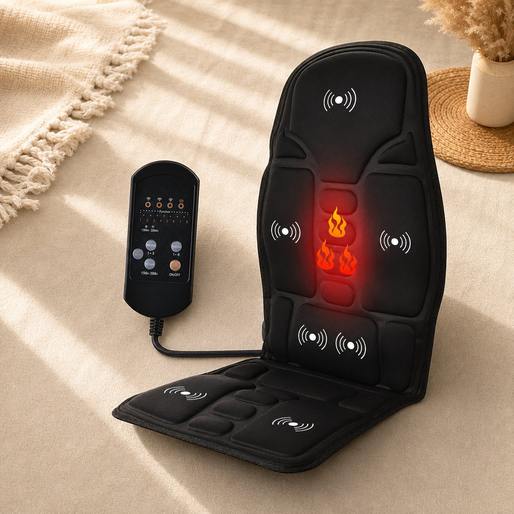 Massage Chair Pad Electric Heating - Vibrating Cervical Neck Back Cushion Car Home Lumbar Kneading Full Body Massager