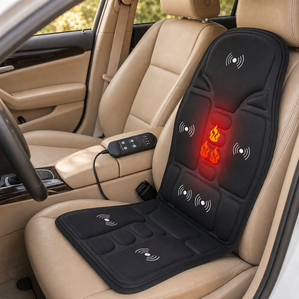 Massage Chair Pad Electric Heating - Vibrating Cervical Neck Back Cushion Car Home Lumbar Kneading Full Body Massager