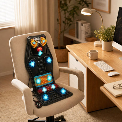 Shiatsu Seat Massager Heat Airbag Lumbar - Back Massage Chair Cushion Kneading Vibration Office Home Car Pain Relief
