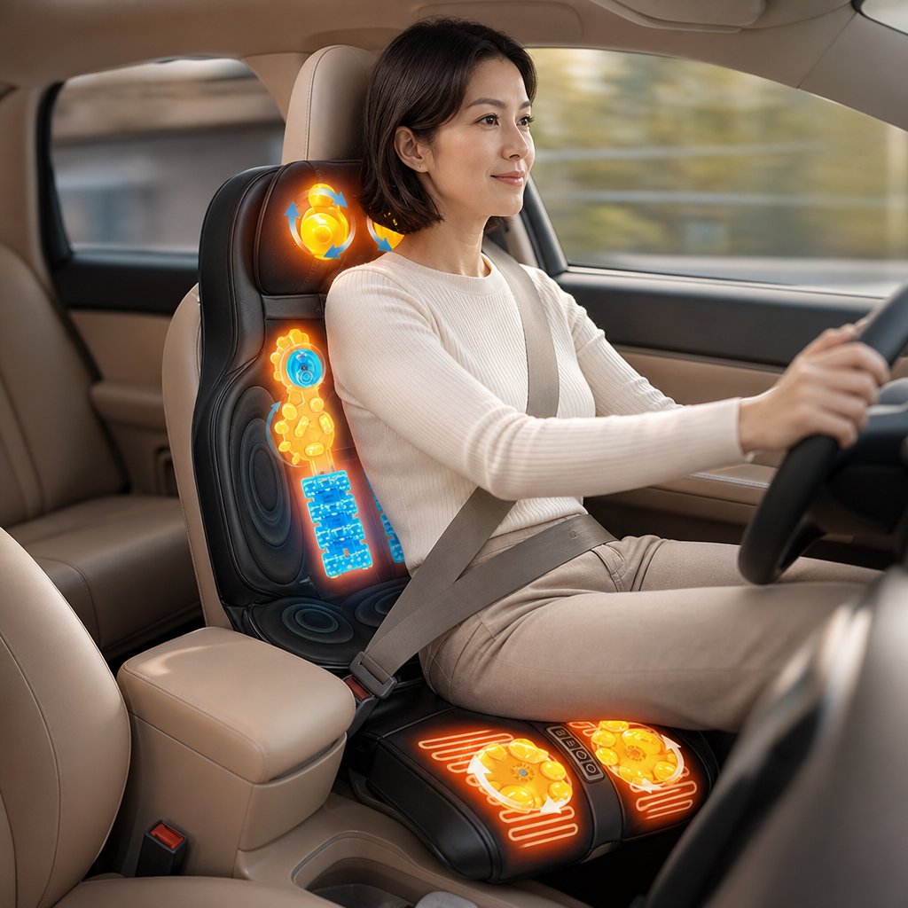 Shiatsu Neck Back Massager Chair Pad with Heat - 2D 3D Kneading Full Body Adjustable Seat Massager Lumbar Shoulder Relief