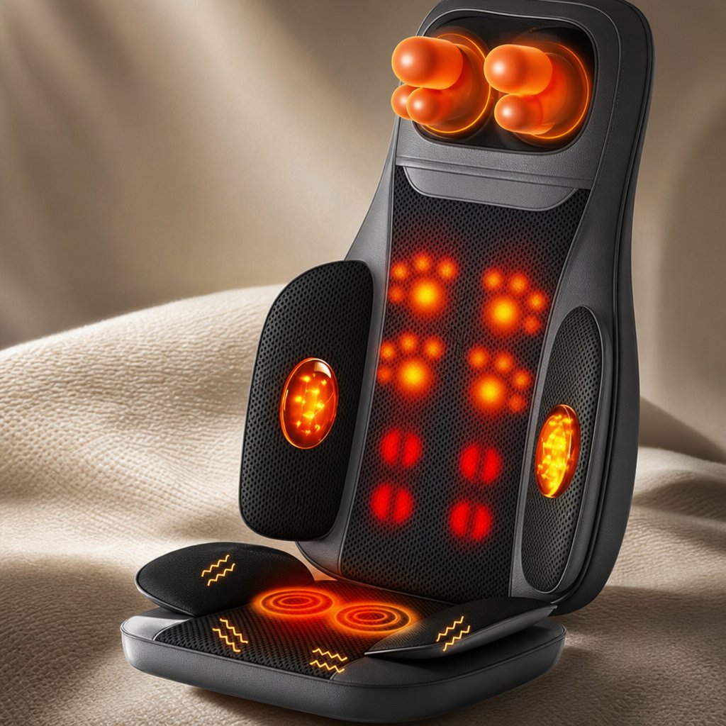 Full Body Massage Seat Cushion with Heat - Vibration Kneading Back Chair Pad Warmer Home Office Car Lumbar Pain Relief