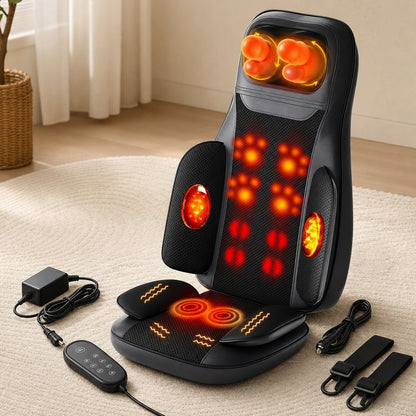 Full Body Massage Seat Cushion with Heat - Vibration Kneading Back Chair Pad Warmer Home Office Car Lumbar Pain Relief