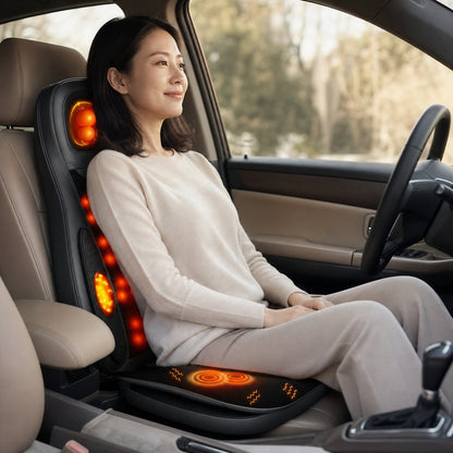 Full Body Massage Seat Cushion with Heat - Vibration Kneading Back Chair Pad Warmer Home Office Car Lumbar Pain Relief