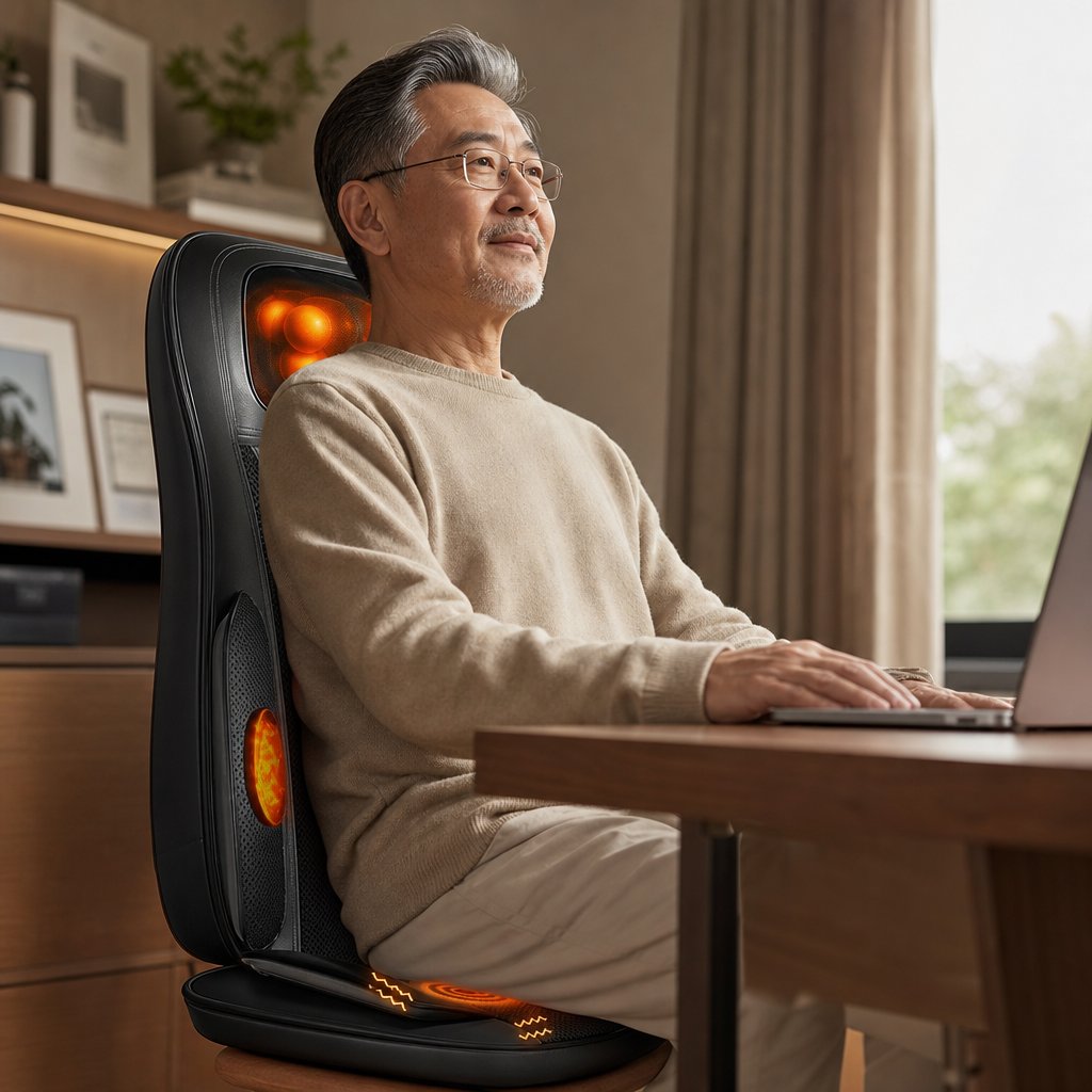 Full Body Massage Seat Cushion with Heat - Vibration Kneading Back Chair Pad Warmer Home Office Car Lumbar Pain Relief