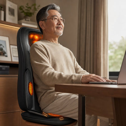Full Body Massage Seat Cushion with Heat - Vibration Kneading Back Chair Pad Warmer Home Office Car Lumbar Pain Relief