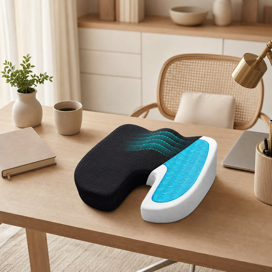Gel Memory Foam Seat Cushion U-Shaped - Coccyx Tailbone Pain Relief Office Chair Car Long Sitting Orthopedic Support