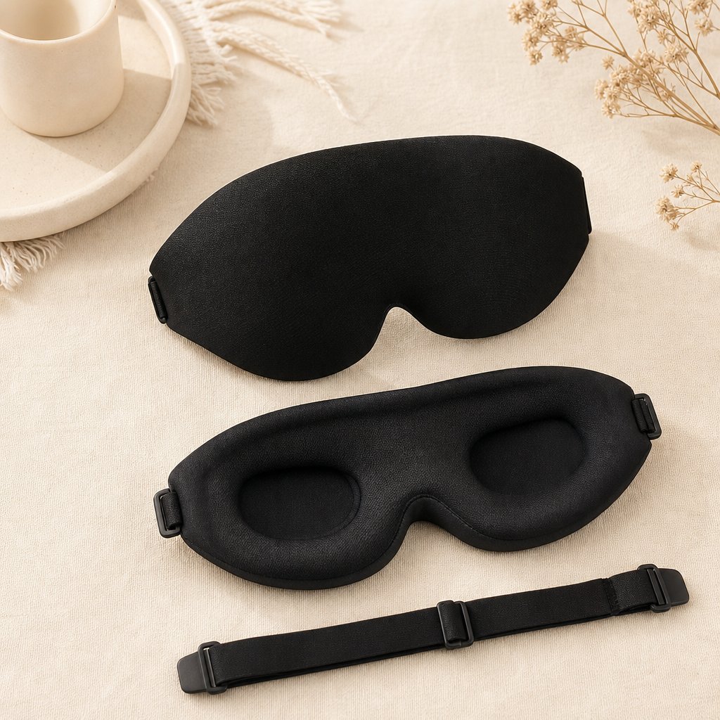 3D Sleep Mask Breathable Adjustable - Light Blocking Eye Shade Air Circulation Travel Sleeping Aid Unisex Comfort Fit