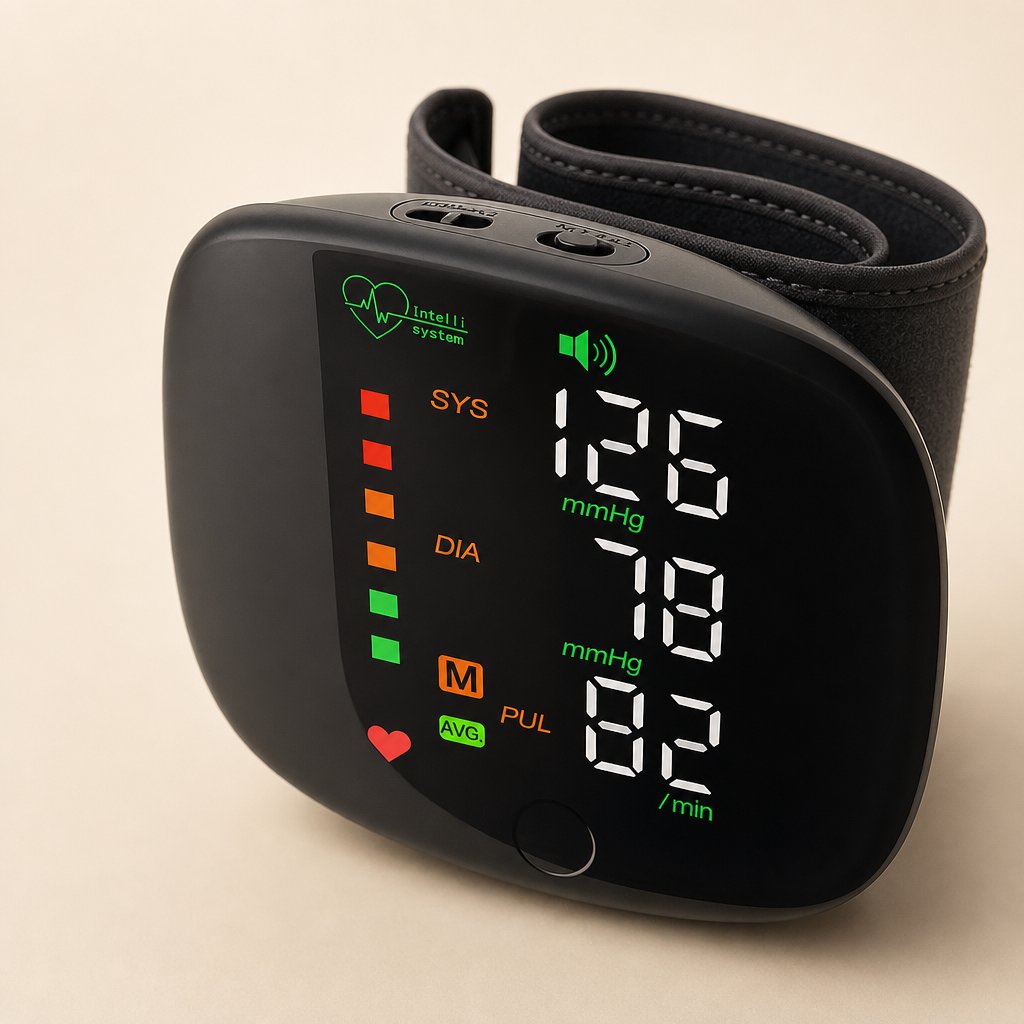Wrist Blood Pressure Monitor Automatic Voice - Digital One-Touch BP Machine Heart Rate Home Use Portable Tonometer