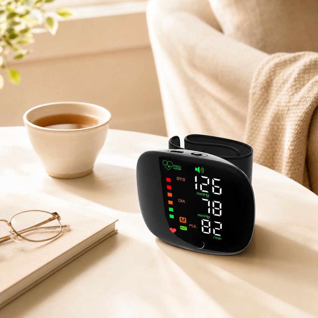 Wrist Blood Pressure Monitor Automatic Voice - Digital One-Touch BP Machine Heart Rate Home Use Portable Tonometer