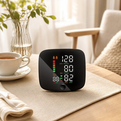 Wrist Blood Pressure Monitor Rechargeable - Digital Voice Sphygmomanometer Heart Rate Tensiometer Home Health Care