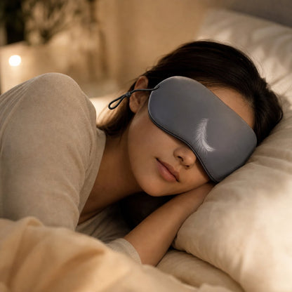 Silk Eye Mask Warm Cool Dual Use - Sleeping Mask Travel Light Blocking Breathable Adjustable Eye Cover Blindfold