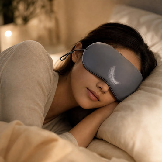 Silk Eye Mask Warm Cool Dual Use - Sleeping Mask Travel Light Blocking Breathable Adjustable Eye Cover Blindfold