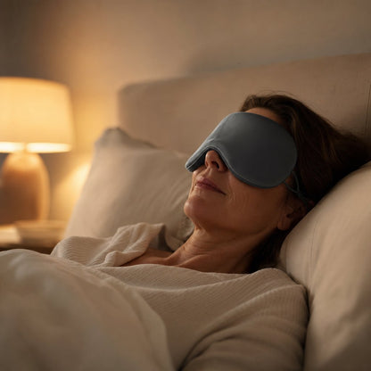 Silk Eye Mask Warm Cool Dual Use - Sleeping Mask Travel Light Blocking Breathable Adjustable Eye Cover Blindfold