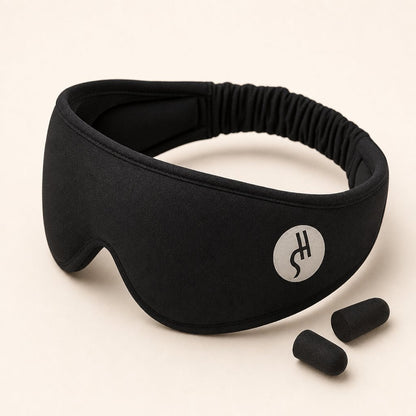 Sleep Earplugs Eye Mask Set 2 in 1 - Noise Reduction Travel Nap Sound Insulation Earmuffs Better Sleep Anywhere Kit
