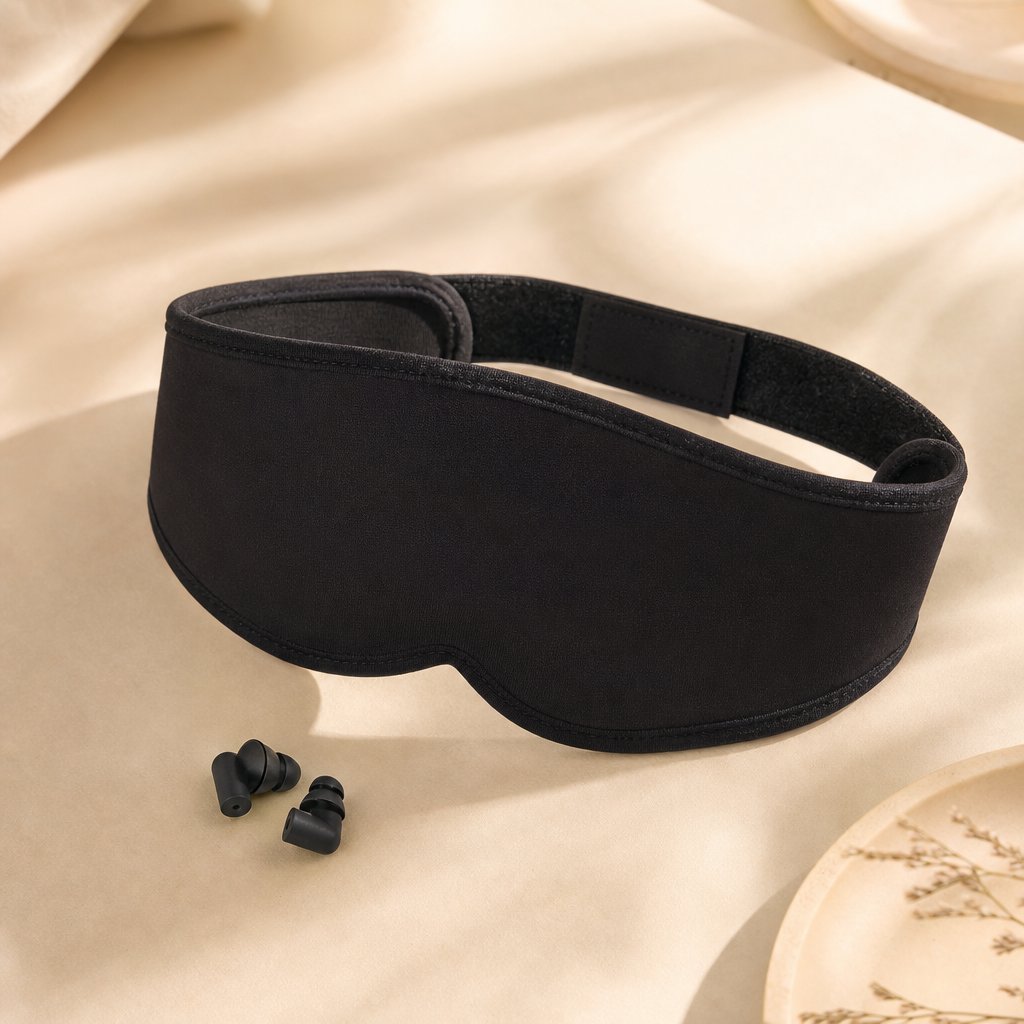 Sleep Earplugs Eye Mask Set 2 in 1 - Noise Reduction Travel Nap Sound Insulation Earmuffs Better Sleep Anywhere Kit