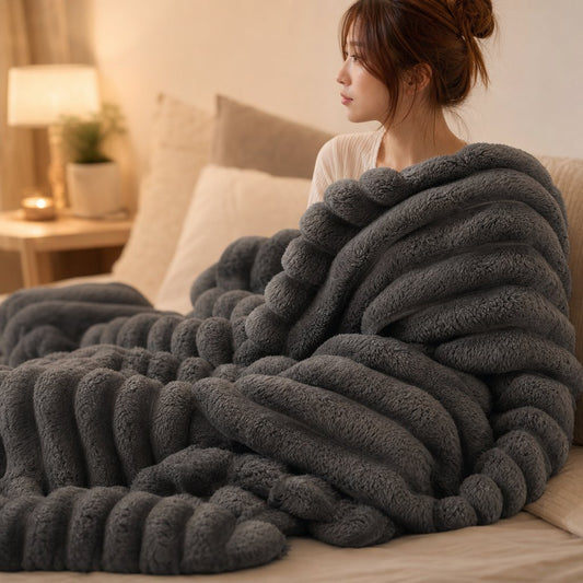 Weighted Blanket Adults Breathable - Heavy Striped Blanket Sleep Anxiety Relief Sensory Calming Bed Sheet Nap Pet Cover