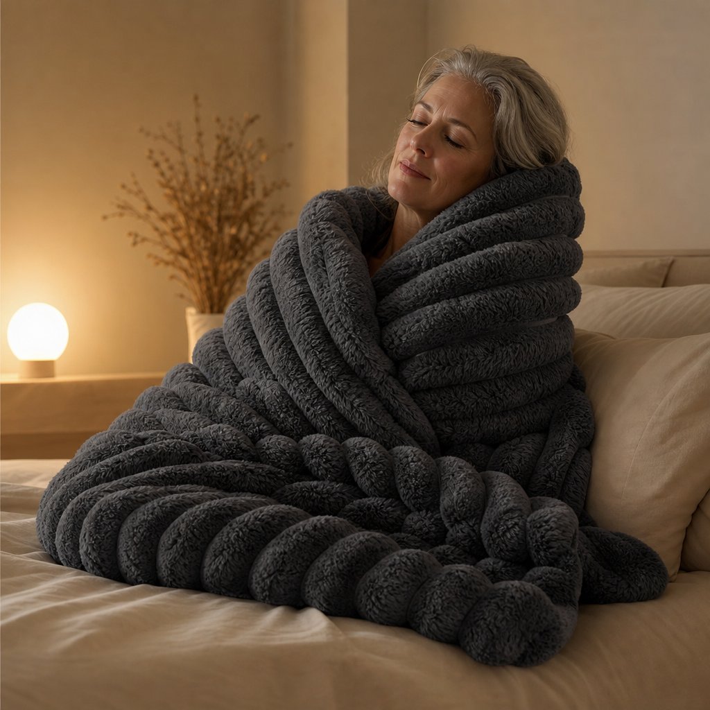 Weighted Blanket Adults Breathable - Heavy Striped Blanket Sleep Anxiety Relief Sensory Calming Bed Sheet Nap Pet Cover