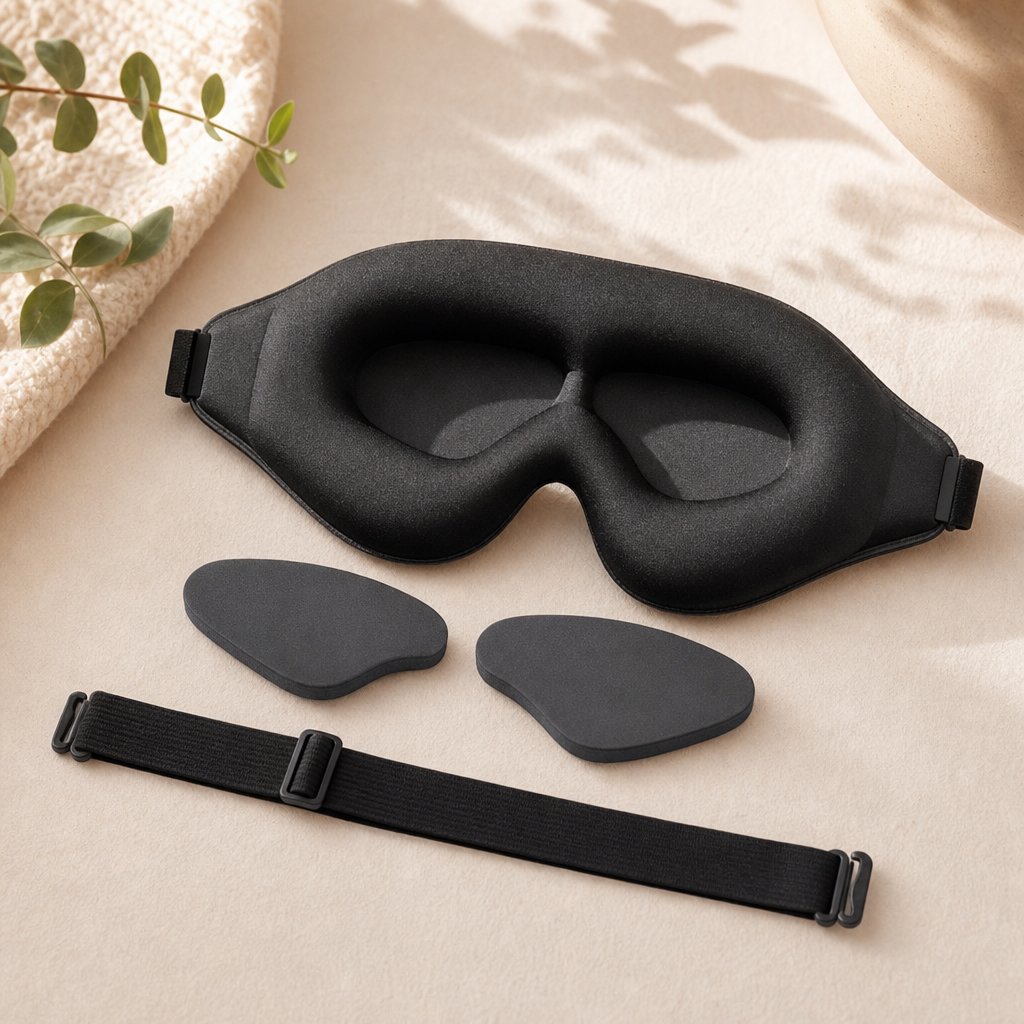 3D Cooling Sleep Eye Mask Men Women - Pressure Free Full Light Block Blackout Adjustable Strap Travel Sleeping Aid