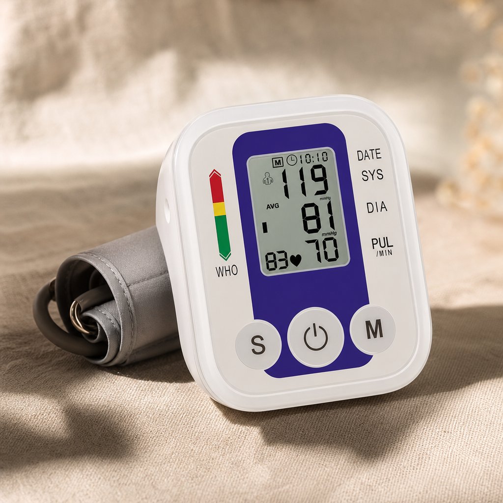 Blood Pressure Monitor Upper Arm Digital Automatic - BP Cuff Sensor Kit Heart Rate Pulse Meter Tonometer Home Health