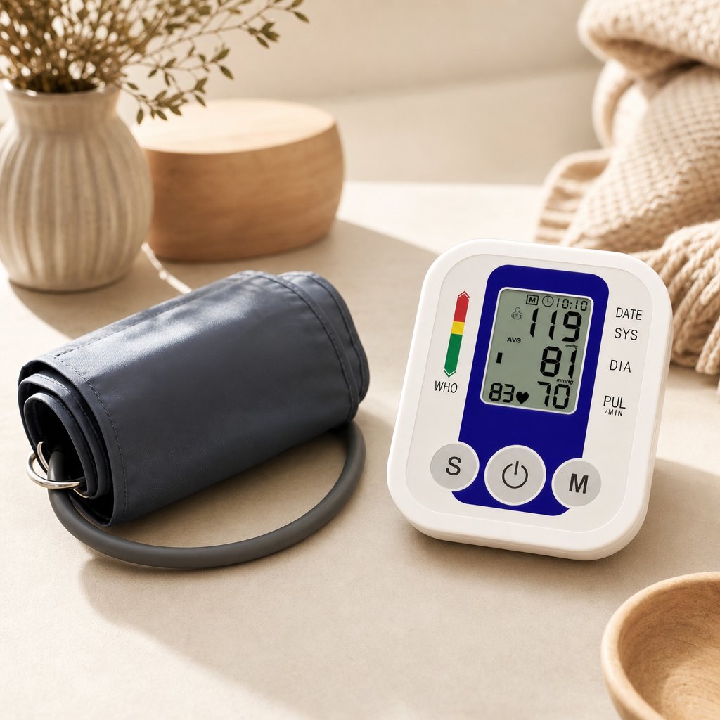 Blood Pressure Monitor Upper Arm Digital Automatic - BP Cuff Sensor Kit Heart Rate Pulse Meter Tonometer Home Health